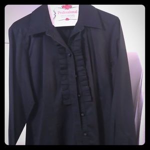 Black ruffle work shirt